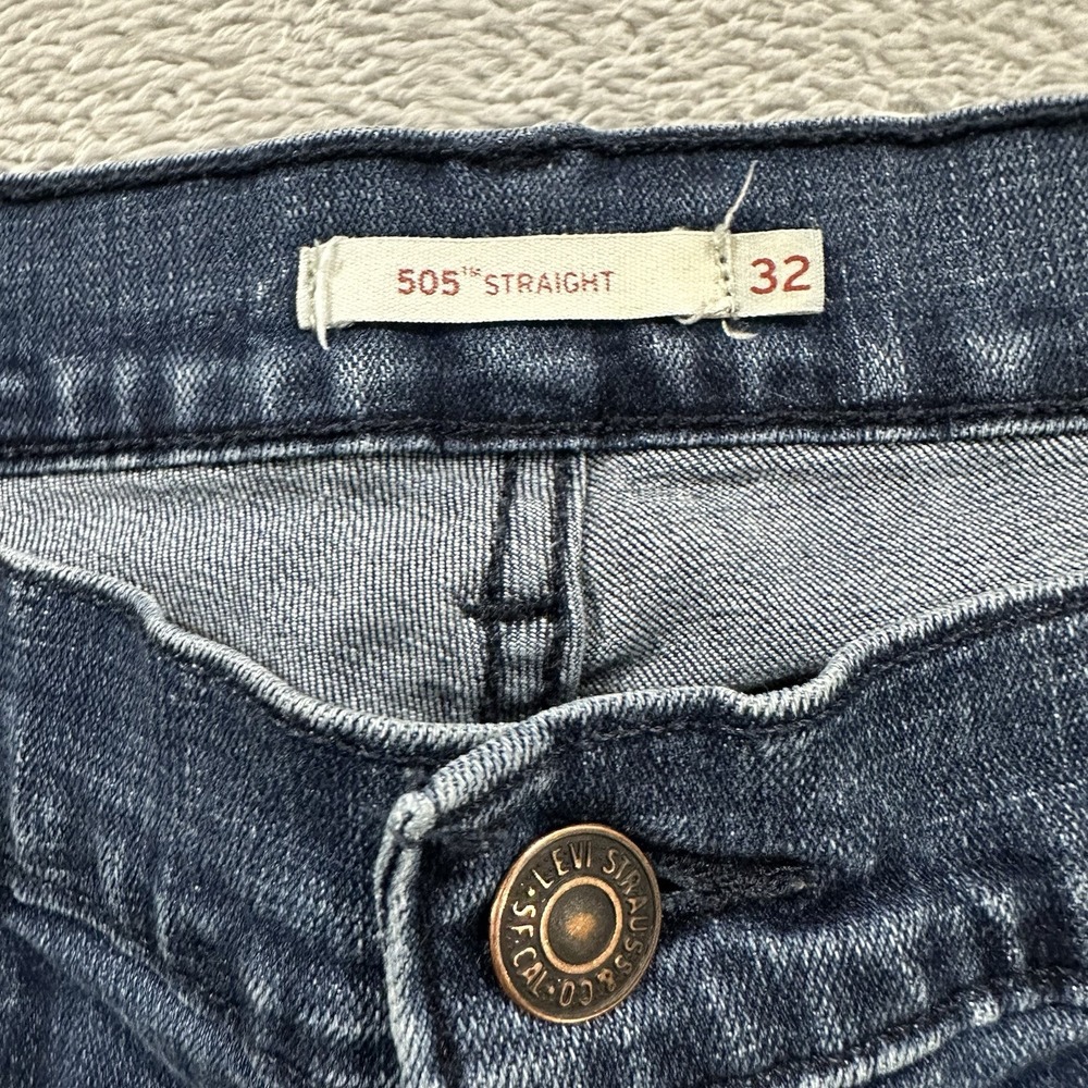 505 Levi's Straight Jeans Women 32 x 30 Mid Rise Blue Western Y2K Baggy - Picture 2 of 9